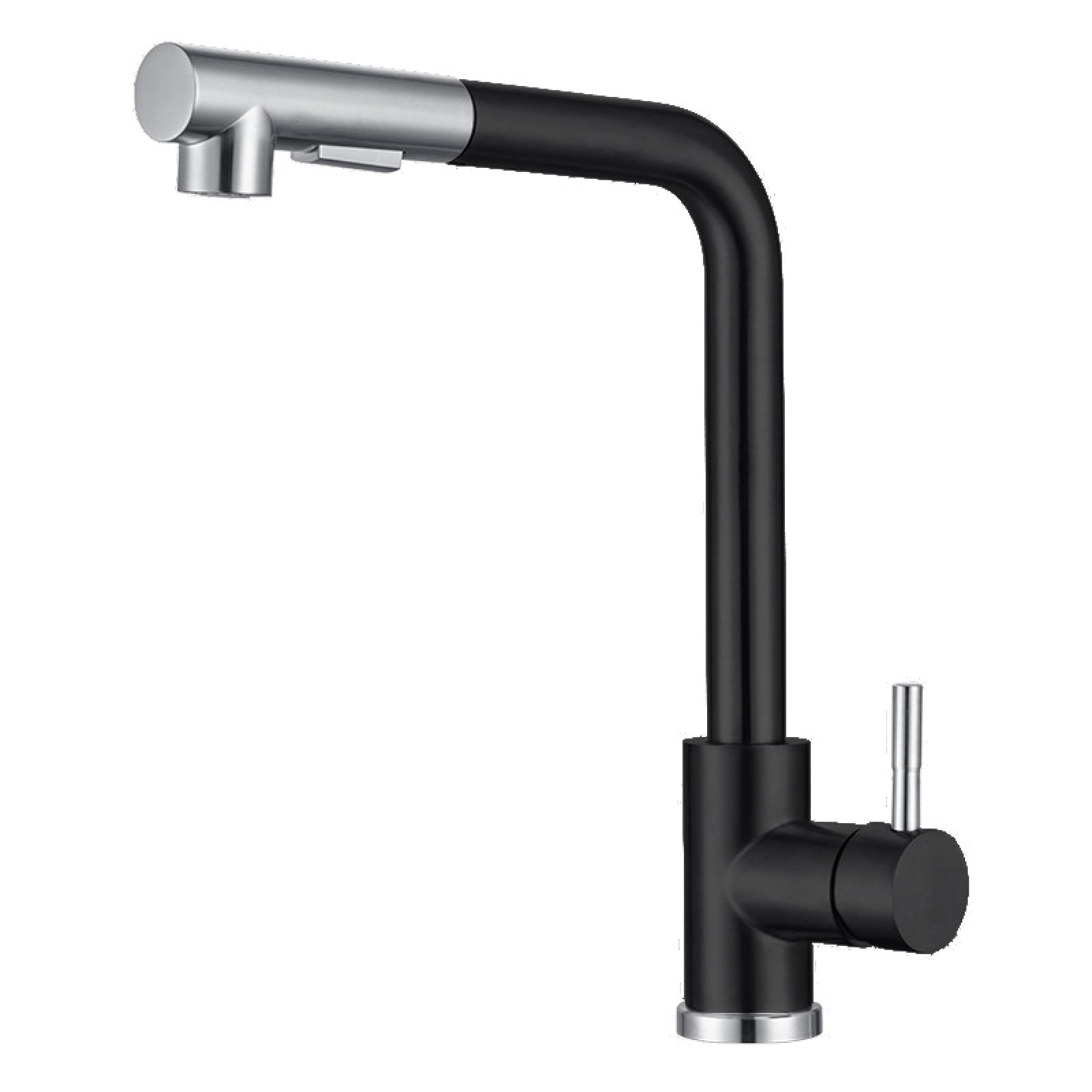 Grifo extraíble de cocina negro con grifo de fregadero jaspeado dorado cepillado, cepillado con negro