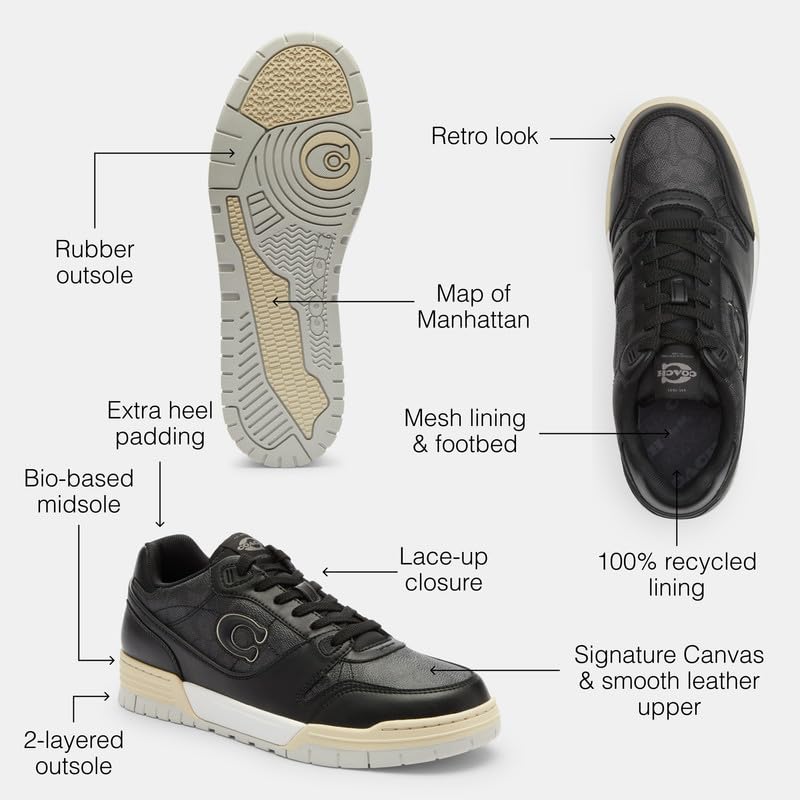 Coach Men's SOHO Sneaker, Charcoal/Black, 7.53