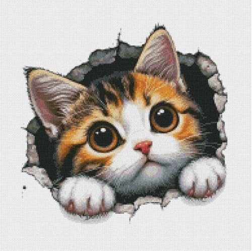 Image of Moohue 14CT Stamped Printed Counted Cross Stitch Kits for Adults Animals Cute Cat Cross Stitch Patterns Flowers for Beginners Needlepoint Kits for Adults (Animal Cute Cat)