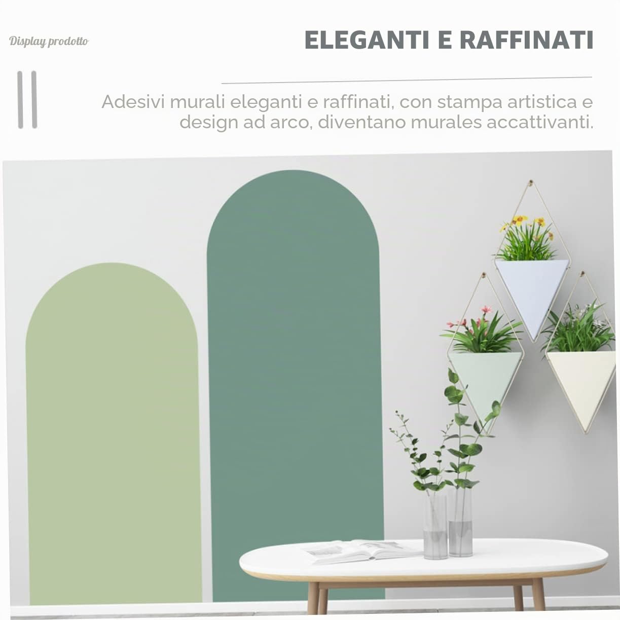 Carta da Parati Geometrica Adesivi Murali Arco 2 Pezzi in Pvc Resistenti e Forte Adesivo, Decorazione Elegante per Camere da Letto e Finestre