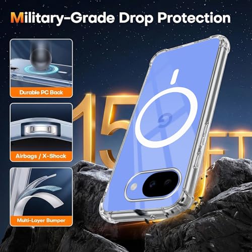 Image of Jkobi Shockproof Crystal-Clear Back Cover for Google Pixel 10a (Magsafe Wireless Support | Drop & Camera Protection | Hard Polycarbonate)