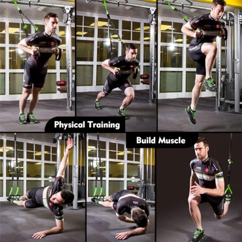 RHINOSPORT Schlingentrainer Sling Trainer Ganzkörpertraining, Schlingentrainer für zuhause, Krafttraining & Home Workout, Bodyweight Resistance Fitness Home Gym Equipment Indoor Outdoor (Gelb)