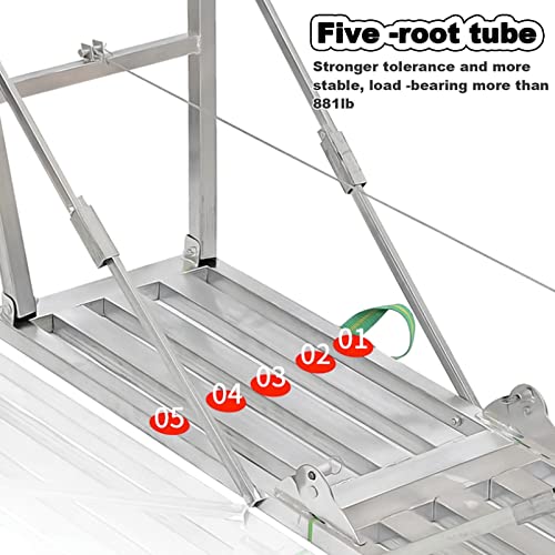 Plataforma Plegable portátil con trampilla, andamio de 180 cm de Altura Ajustable, Torre de Trabajo con Estructura de Acero galvanizado, Patas Antideslizantes y asa de Transporte para Manten