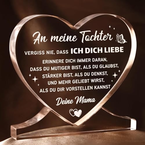 Juratar® Mutter Tochter Geschenk, Herzförmiges Acryl Heimat Dekoration Geschenk für Tochter, An Meine Tochter Geschenke von Mama, Muttertagsgeschenk für Tochter