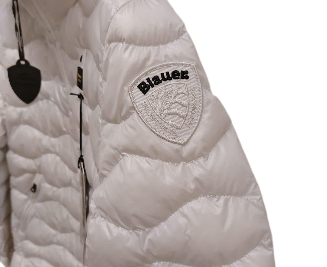Blauer Bryant Centogrammi Onda Giubbotto Piumino Bianco, Nylon, Cappuccio Fisso, Chiusura con Cerniera, Unisex Ragazzi