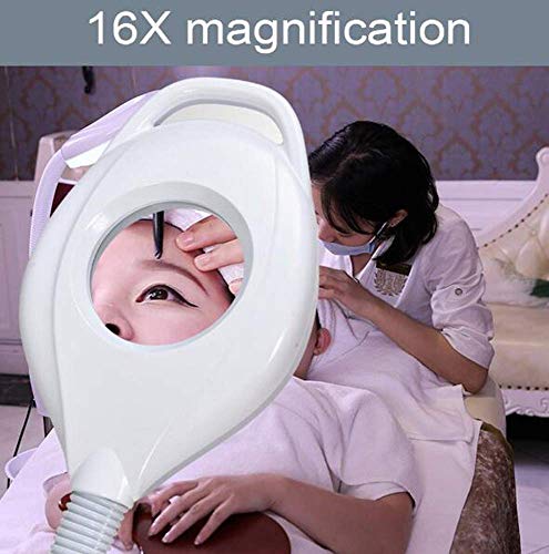Lámpara de pie LED con Lupa, Lupa Brillante de luz Diurna, Lente de Aumento de 16X con Soporte, Altura Flexible, Cuello de Cisne Ajustable, luz fría de pie para Lectura