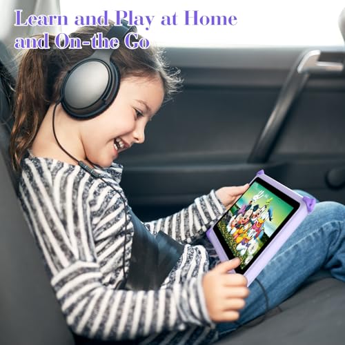 Image of Kids Tablet 7 inch Tablet for Kids 3-12 32GB Toddler Children's Tablets with WiFi, YouTube, Baby Tablets with Shockproof Case, IPS Screen Parental Control GMS Education Games for Girls Boys (Purple)