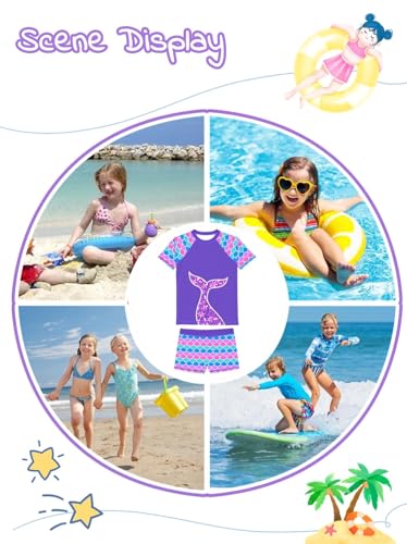 Image of weVSwe Girls Rash Guard Set 2-Piece UPF 50+ Sun Protection Swimsuit 2T-14 Years