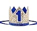 Ulfanit Baby Boy Birthday Crown, Little Prince Blue 1st Birthday Headband Cake Smash Photo Supply