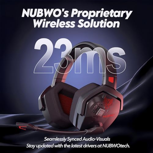 Image of NUBWO Wireless Gaming Headset with Mic for Ps5 Ps4 PC, Zero Interference, 100-Hour Battery All-Day Play, 23ms Sync for Fortnite & Call of Duty /FPS Gamers, Triple Mode All Devices Compatible - Red