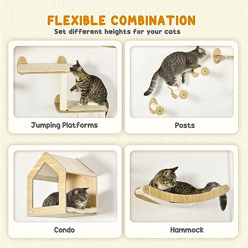 Set pared para gato 8 piezas con hamacas y estantes miniatura 4