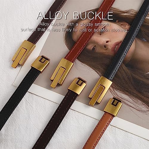 LumiSyne Vrouwen Skinny Lederen Riem Effen Kleur Parel Decoratie