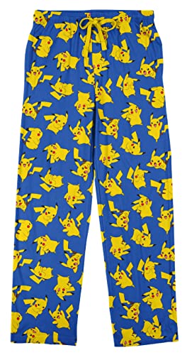 Bioworld Pokemon Happy Pikachu Men's Blue Sleep Pajama Pants