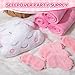 Fanfanwin 18 Pcs Sleepover Party Supplies Set 6 Pcs Cloud Fuzzy Throw Pillows 6 Pcs Fleece Soft Blankets 6 Pcs Pink Sleep Eye Mask Sleeping Stuff Accessories for Slumber Spa Pajama Favors