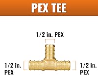 Vista 2 de SUNGATOR Paquete de 50 accesorios Pex de 1/2" en T, accesorios Pex de 1/2 pulgada en T, sin plomo, de latón, certificados NSF
