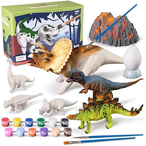 whatstem 3D Dinosaurs Painting Kit with 12 Dinos for Kids Age 3-15, Arts and Crafts Kits Drawing Toys with Dinosaurs Set Creativity Gifts for Boys and Girls Cover