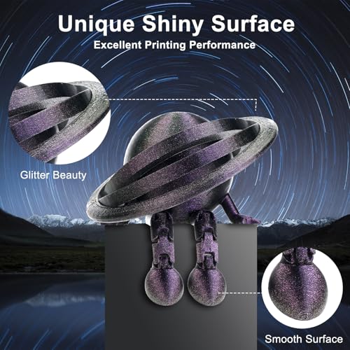 Image of ERYONE Glitter PLA Filament for 3D Printer, 1.75mm + /-0.03mm, 1kg(2.2LBS) /Spool, Owl Nebula (Purple)