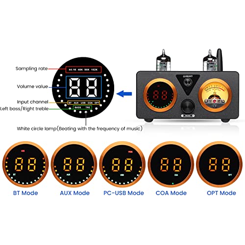Amplificador de tubo de alta potencia con Bluetooth 5.1, control remoto y pantalla digital para sistemas de audio HIFI, compatible con subwoofers activos y altavoces pasivos