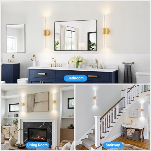 Peel and Stick Gold Rechargeable Magnetic Wireless Wall Sconces Set of 2 - image 8