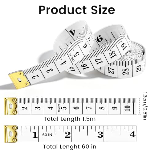 Body Measuring Tape, 2PCS Dual Sided Tape Measure for Body Measurement, Soft Flexible Measuring Tape for Fabric Tailor and Sewing, Weight Loss, Waist Measuring Tape, 60in/150cm