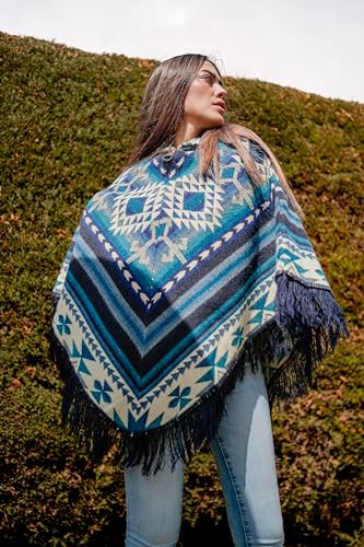 Ponchos for Women, Alpaca Wool, Ponchos Adult, Poncho Sweater Women, Womens Poncho, Blue shawls and wraps2