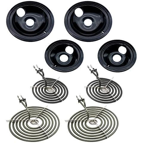 WB31M20 WB31M19 Porcelain Drip Pans and WB30M1 WB30M2 Surface Elements by SupHomie - Compatible with GE Hotpoint Range Stove Cover