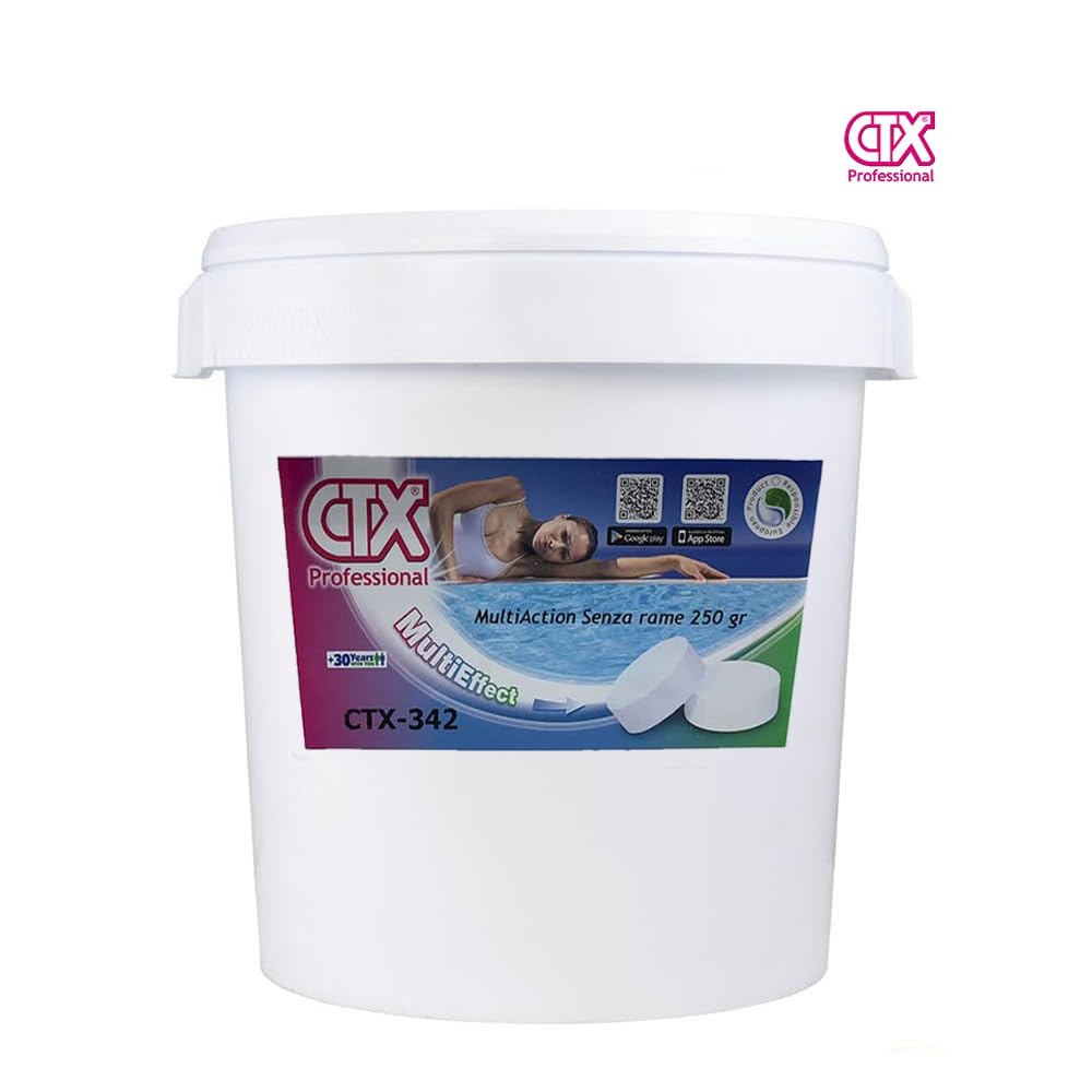 AcquaHOME® CTX 342 (Ex CTX-392) 25KG TRIPLEX PASTIGLIONI MULTIACTION da 250 GR - A LENTA DISSOLUZIONE - CLORO MULTIAZIONE SENZA RAME