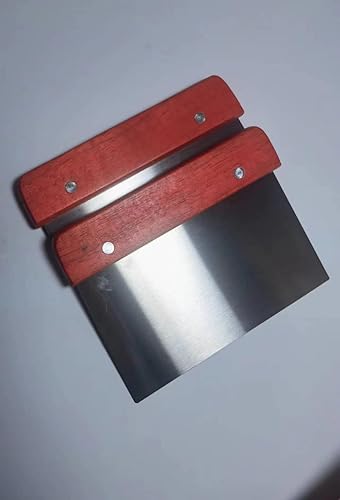 Miniatura 3 de Cumuiu Cortador de banco de masa de 6 x 4 pulgadas, raspador de masa y cortador de acero inoxidable con mango de madera, paquete de 2 (2 unidades)