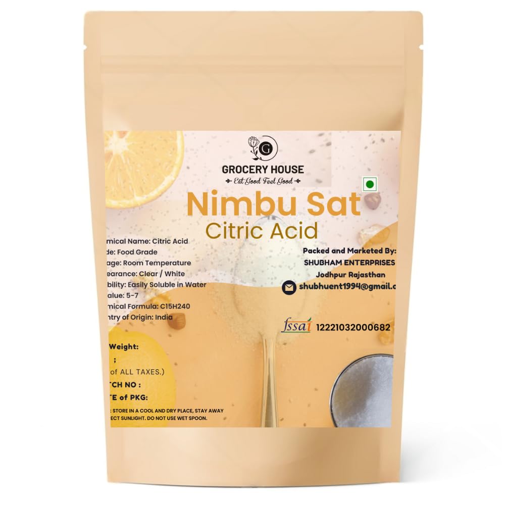 Grocery House 100% Natural Citric Acid | Nimbu Sat | Lemon Salt, tatri (pack of 100 gram)