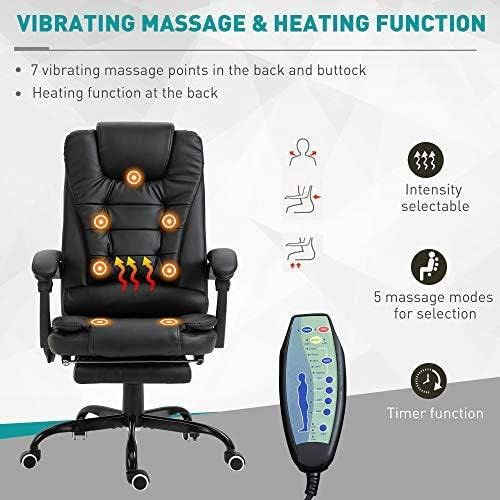 Vinsetto 7-Point Vibrating Massage Office Chair High Back Executive Recliner with Lumbar Support, Footrest, Reclining Back, Adjustable Height, Brown