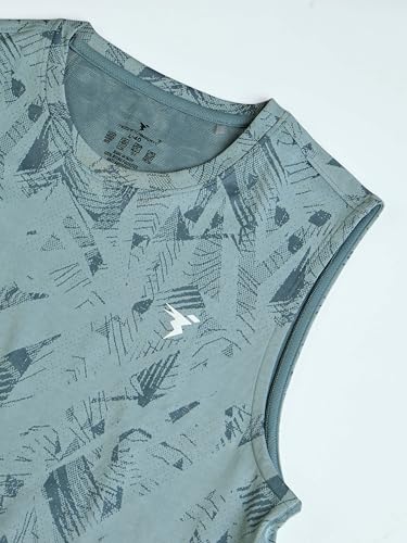 Image of TECHNOSPORT Men's Slim Fit Jacquard Crew Neck Sports Vest with Double Cool, Quick Dry for Sports, Gym & Regular use
