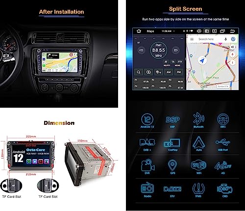 4G+64G - Android 12 8 Core Car Radio Autoradio per...