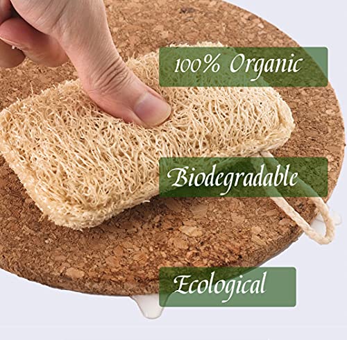 6 Stück Bio Luffaschwamm, 100% Biologisch, Abbaubar und Kompostierbar, Natürlicher Umweltschutz für Küche, Bad, Camping