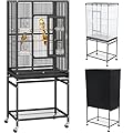 YITAHOME Large Bird Cage Parakeet Cage, Budgie Cage Parrot Cage with Stand and Wheels for Parrot, Flight Cage for Birds with 2 Birdcage Covers, 137cm