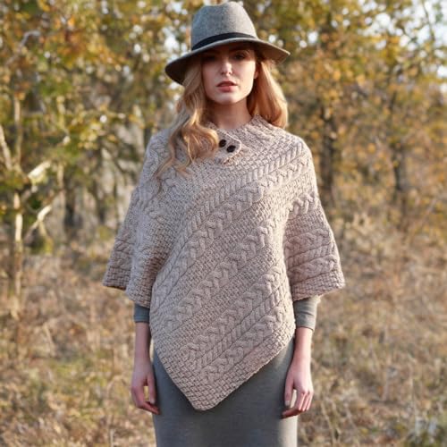 Image of Irish 100% Merino Wool Poncho for Women Made in Ireland