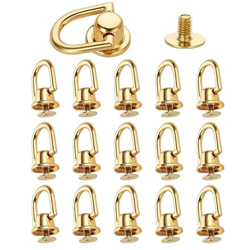 Wisebom Rivets avec en Métal D Anneau Rivets en Cuir Rivets Laiton Tête Ronde Rivet Doré avec Anneau pour Ceintures, Sac, Sac à Main 15 Pièces