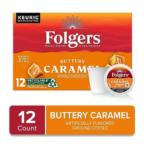 Image of Folgers Buttery Caramel Flavored Coffee, 12 Keurig K-Cup Pods (Pack of 2)