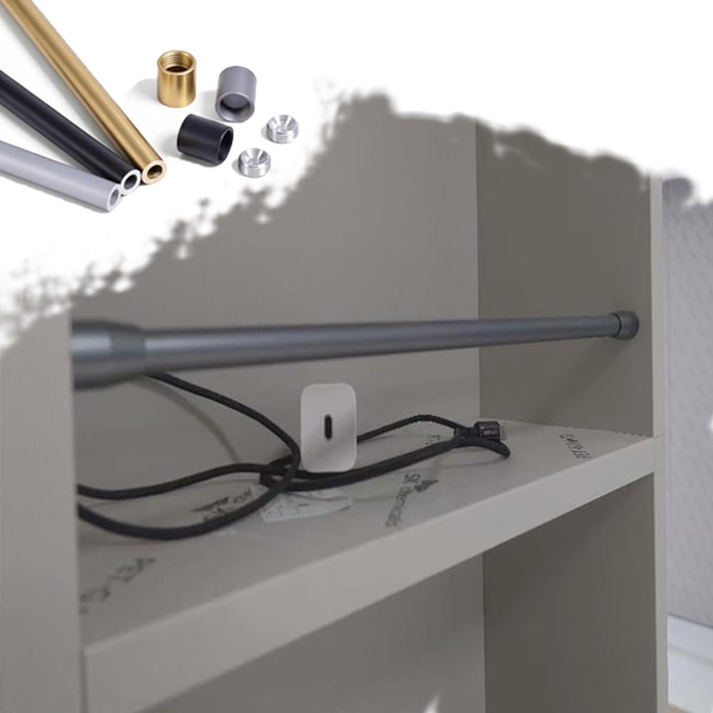 SVBVRFEEW 2 Pack Shelf Railing Aluminum Closet Guardrail Anti-Fall Fence 14 16 18 20 24 26 28in Decorative Railing Set Support Rod for Shelves(Gray,40cm/15.7in)