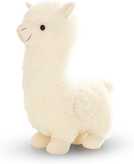 YceLon Alpaca Cuddly Toy, White Llama Soft Toy 25 cm, Soft Plush Toy for Cuddling and Decorating, Ideal for Children and Adults