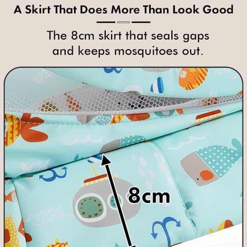 Image of StarAndDaisy Baby Mosquito net for Baby 0-12 Months with Mattress & Head Pillow for Infants, Toddlers, Baby, Breathable mesh-Mosquito Net for Baby's Peaceful Sleep - Aqua Print