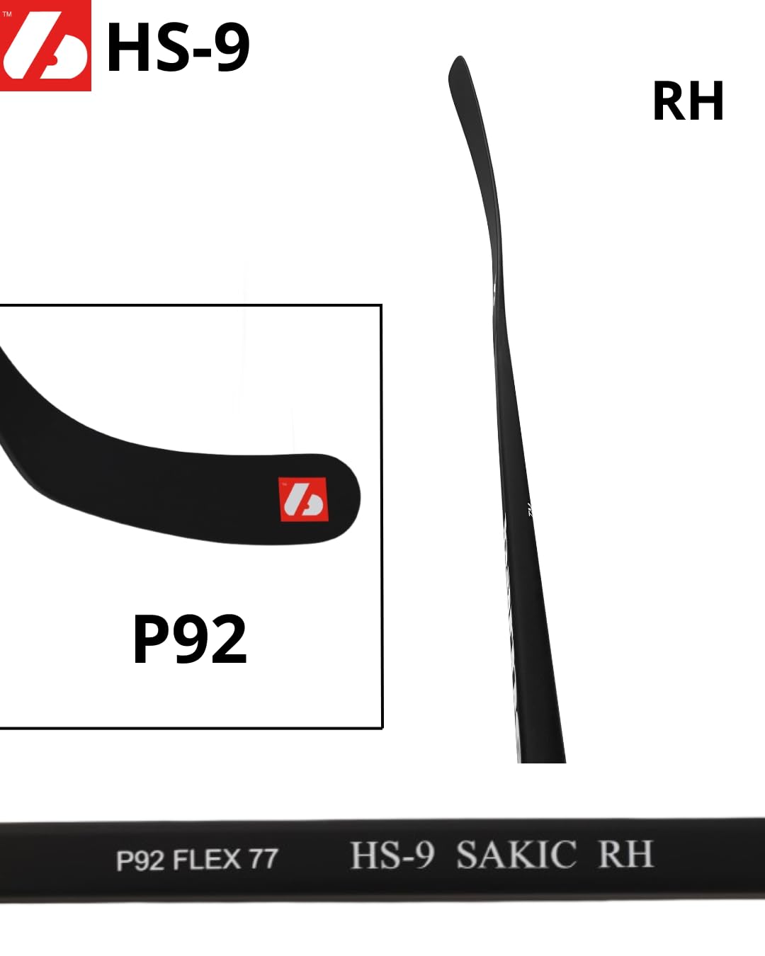 BARNETT HS-9 P92 77 RH High Module Carbon Hockey Stick