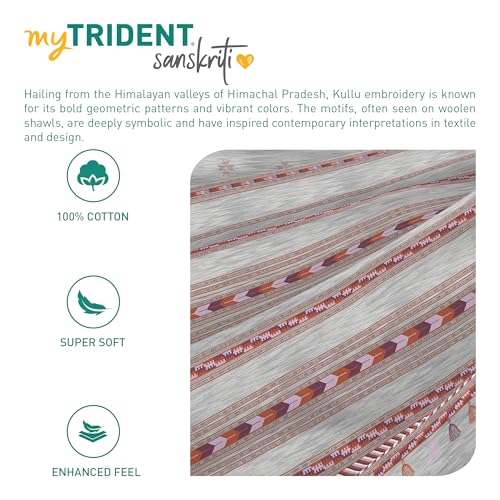 Image of MYTRIDENT Sanskriti Cotton Bedsheet for Double Bed, Gifting Collection King Size - Kullu Shawl Grey