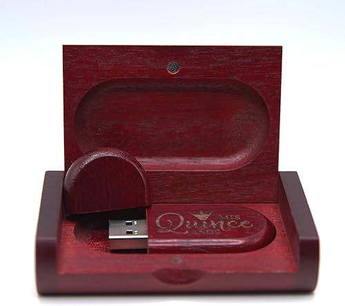 Miniatura 6 de Mis Quince Años - Memoria USB ovalada de madera, 64 GB, 3.0, unidad de pulgar de súper velocidadperfecta para videofotografía para