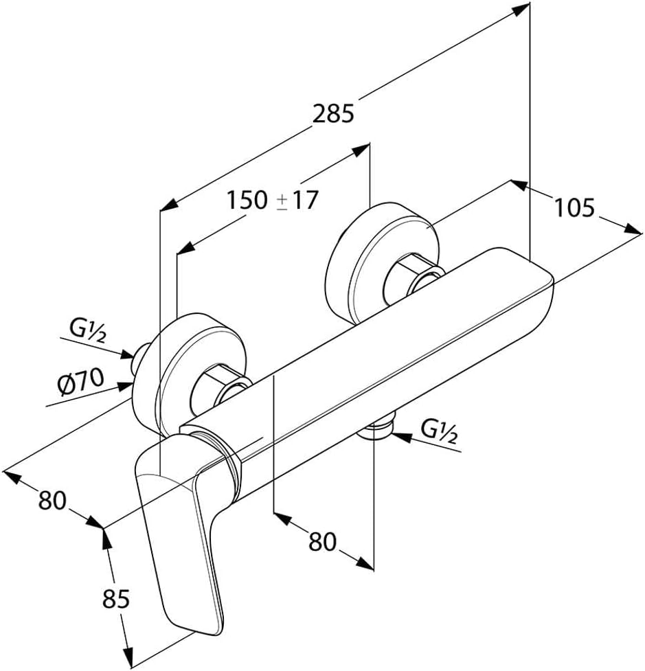 Kludi 416750575 Mixer Tap/Shower Single-Lever Mixer Tap DN 15 Ceramic Cartridge with Hot Water Control, protects against Lever Side Lever, Flow Class B