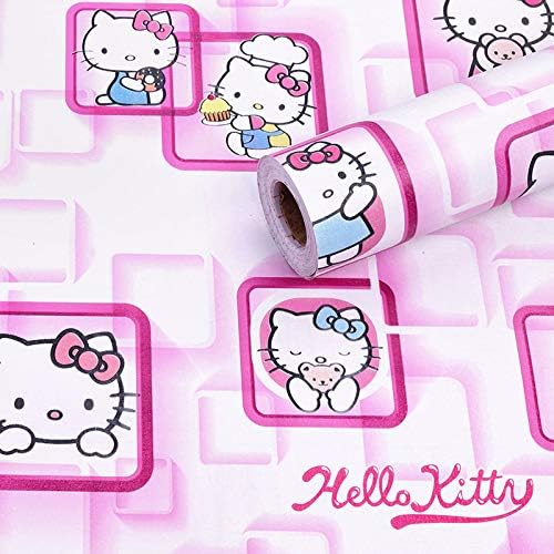 OREN EMPOWER- create your choices Self Adhesive Hello Kitty Wallpaper/Waterproof PVC Vinyl Wallpaper for Bedroom, Living Room, Dining Hall, Master Room - 45 X 330 cm (Pink)