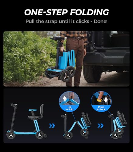 Image of PAISEEC L5 Mobility Scooter for Seniors, 32lbs Lightweight, 1-Step Fold | 30 Miles with Dual Batt, PAI Safety System, Auto Lights, NFC Unlock, Smart Display, Picnic Bag, Airline Approved for Travel