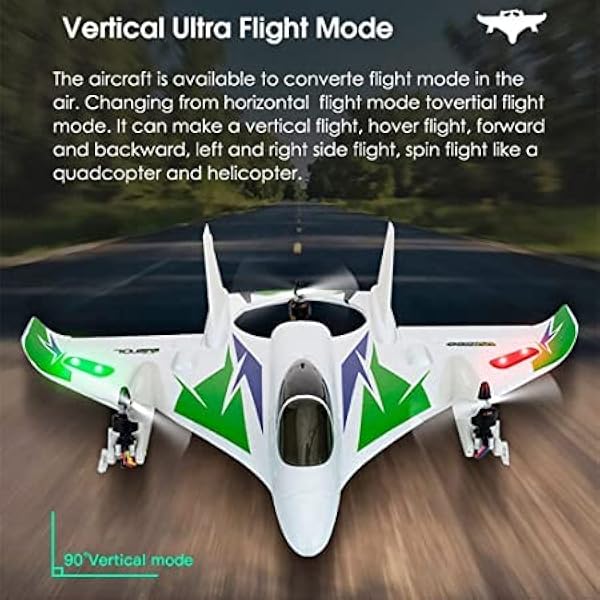 RC flygplan, 2.4G fjärrkontroll, 6 kanals borstlös motorplan, vertikal start, LED RC glider, styv vingplan för nybörjare, pojkar, barn