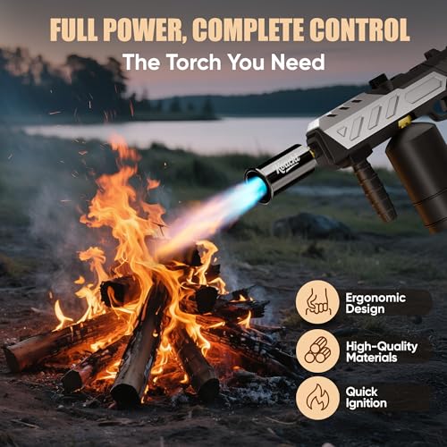 Image of KOACKL 25.8 inch CSA Propane Torch Gun 2372F Adjustable Flame BBQ Searing | Powerful Flamethrower Blow Torch, Instant Piezo Ignition, Ergonomic Grip; Weed Burner, Melts Ice; for Camping, Welding, DIY