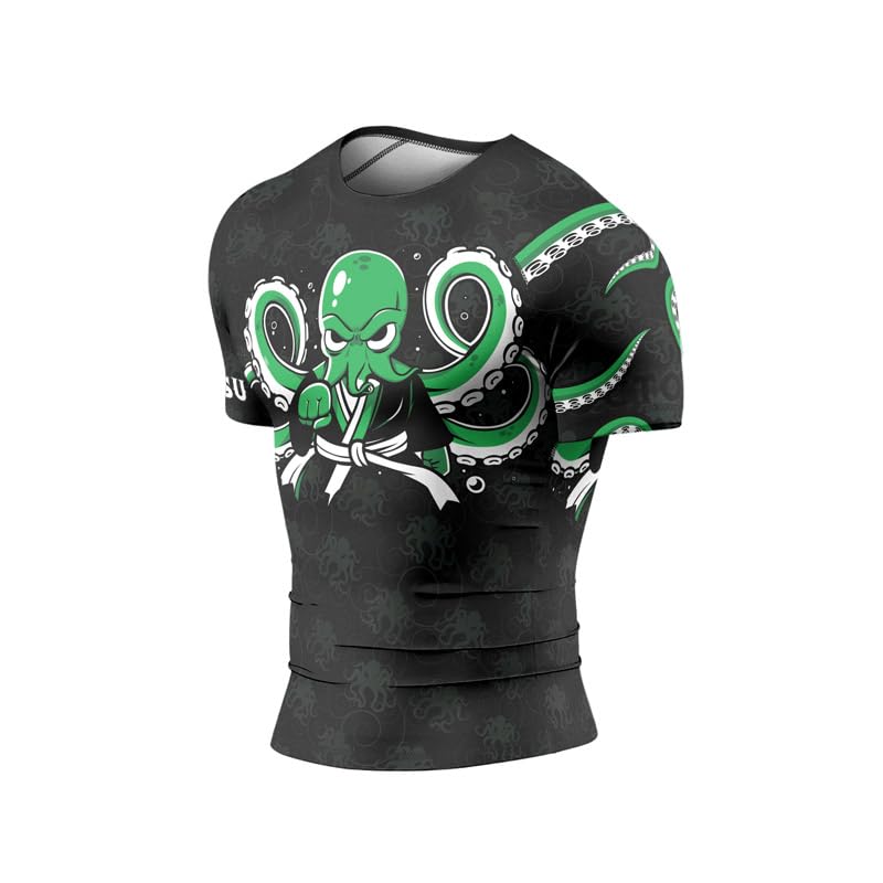 Octopus Men's MMA Short Sleeve Rash Guard – Compression Base Layer Shirt for Jiu Jitsu, Grappling, BJJ3