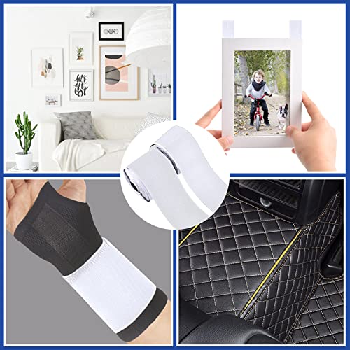 Image of 4 Inch x 18 Feet White Adhesive Hook Loop Tape Heavy Duty, Multi-Purpose Carpet Anti Slip Rug Gripper, Double Sided Hook Loop Rolls, Couch Cushion Grip, Bulk Sticky Straps Wall Hanging Strips | Bulk Sticky Back hook loop tape, Apply No Punching Wall Mounting, Keep Carpet Socket in Place at Home and Office
